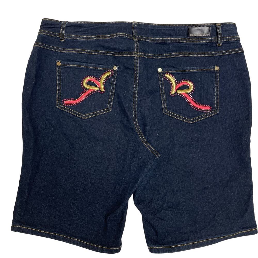 RocaWear Denim Plus Size Shorts, Dark Wash, Shiny‎ Embellished pockets, Size 18